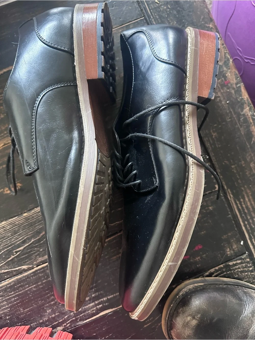 Van Heusen Black Men's Lace-Up Derby Dress Shoes